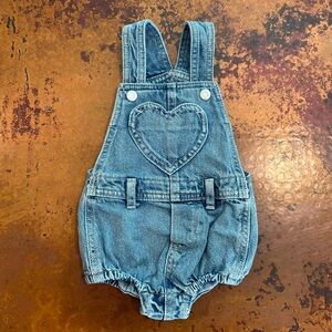 Denim Overall Bubble with Heart Pocket
